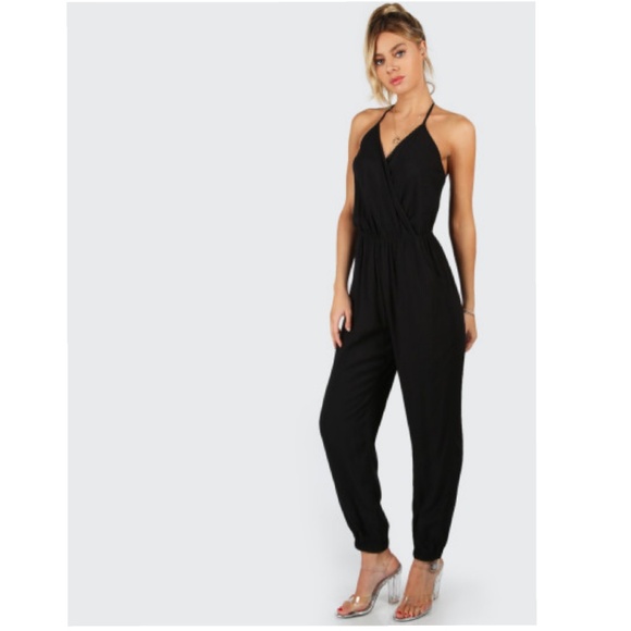 NEW! Black self tie jumpsuit - Picture 2 of 7